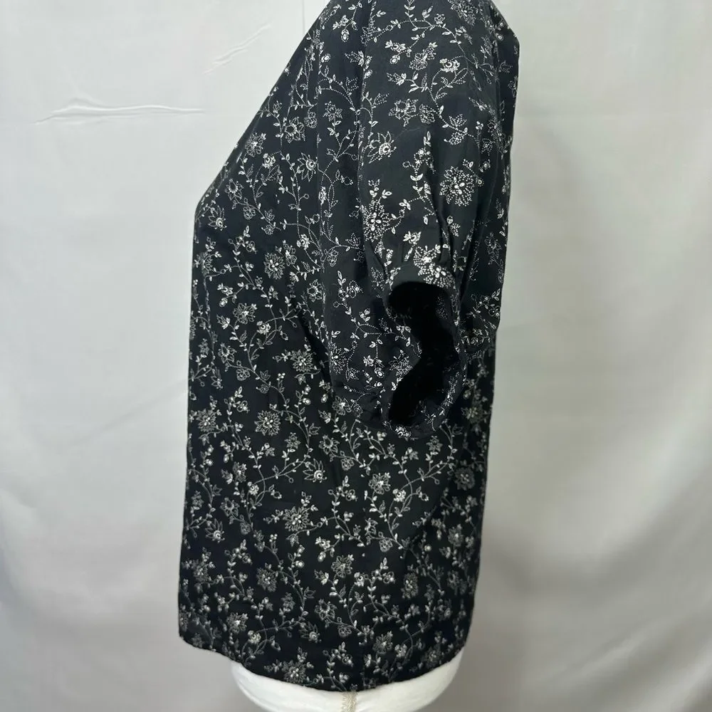 Madewell Black and White Puff Sleeve Top Size XS